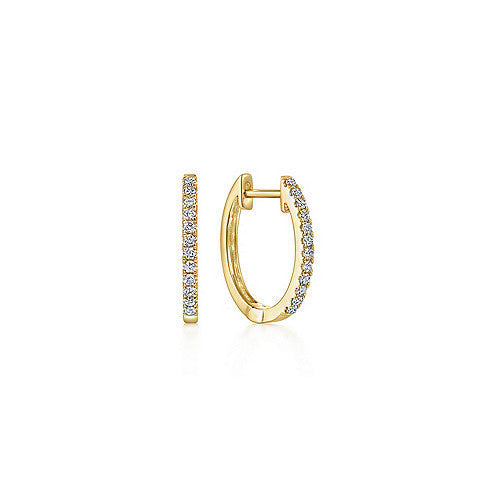 Gabriel & Co., 14K Yellow Gold Classic 15mm Pavé Diamond Huggies
