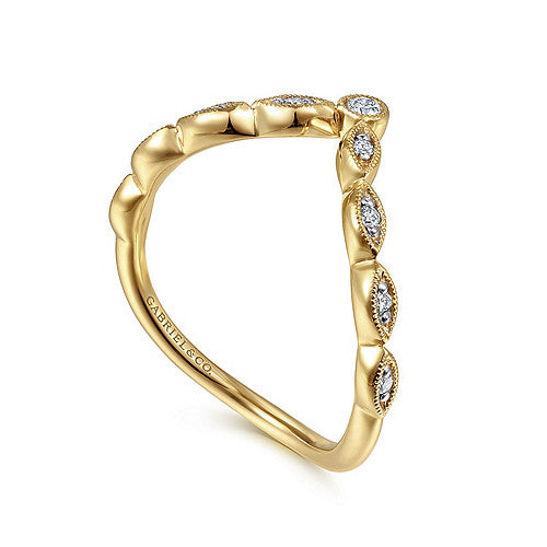 Gabriel & Co 14K Yellow Gold Diamond Chevron Ring