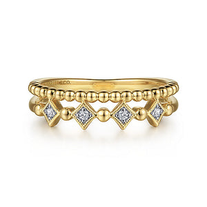 Gabriel & Co., 14K Yellow Gold Bujukan Diamond Easy Stackable Ring