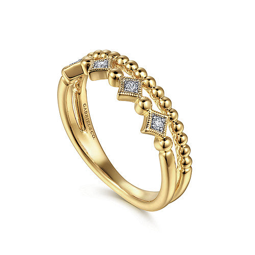 Gabriel & Co., 14K Yellow Gold Bujukan Diamond Easy Stackable Ring