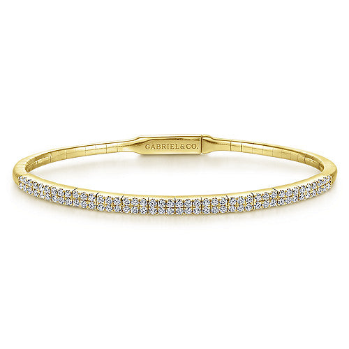 Gabriel & Co., 14K Yellow Gold Two Row Diamond Bangle