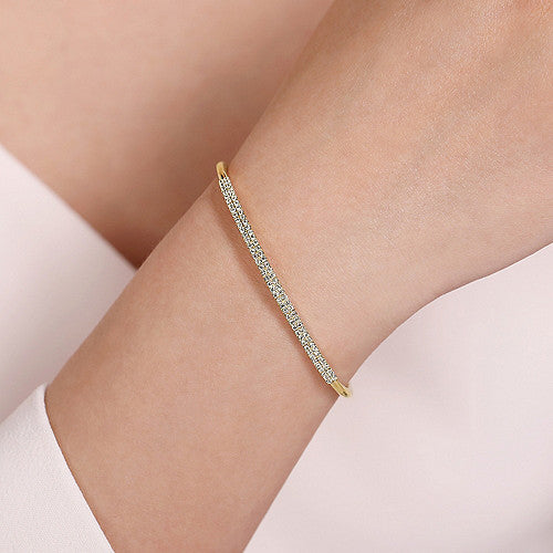 Gabriel & Co., 14K Yellow Gold Two Row Diamond Bangle