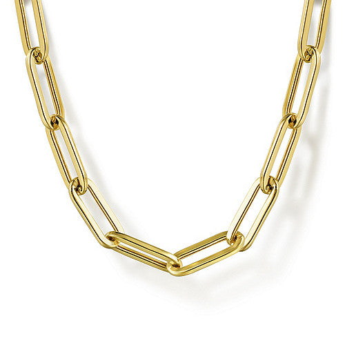 Gabriel & Co., 14K Yellow Gold Hollow Paperclip Chain Necklace 17"