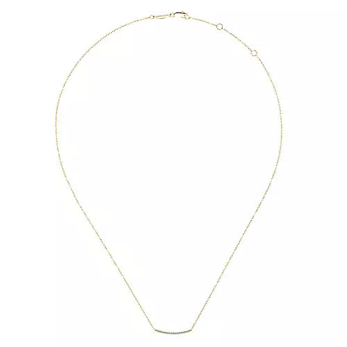 Gabriel & Co., 14K Yellow Gold Diamond Pave' Curved Bar Necklace