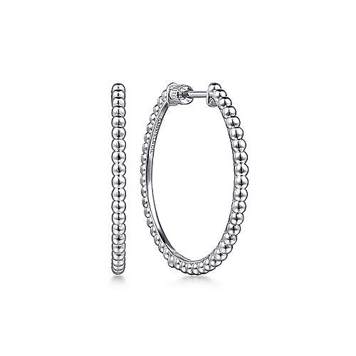 Gabriel & Co., Sterling Silver 30MM Bujukan Beaded Classic Hoop Earrings