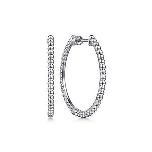 Gabriel & Co., Sterling Silver 30MM Bujukan Beaded Classic Hoop Earrings