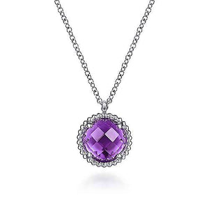 Gabriel & Co., Sterling Silver Amethyst Center and Bujukan Frame Pendant Necklace