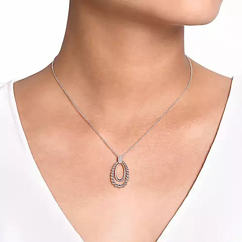 Gabriel & Co., Sterling Silver White Sapphire Pendant Necklace