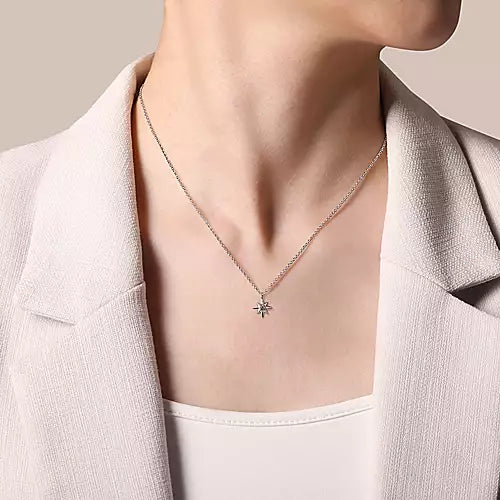 Gabriel & Co., 925 Sterling Silver Diamond Starburst Pendant Necklace