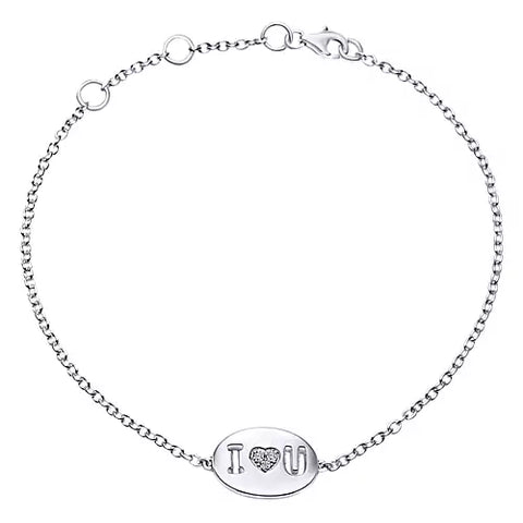 Gabriel & Co., 925 Sterling Silver Love Charm Pave Diamond Bracelet