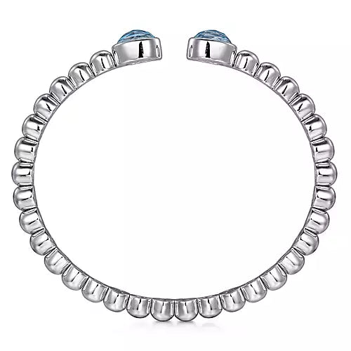 Gabriel & Co. Sterling Silver Bujukan Bangle featuring Rock Crystal and Turquoise