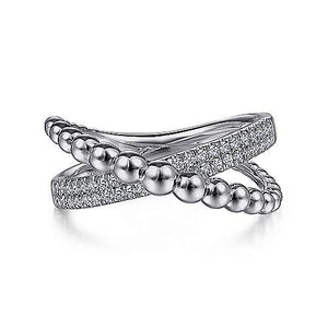 Gabriel & Co. Sterling Silver White Sapphire Bujukan Criss Cross Ring