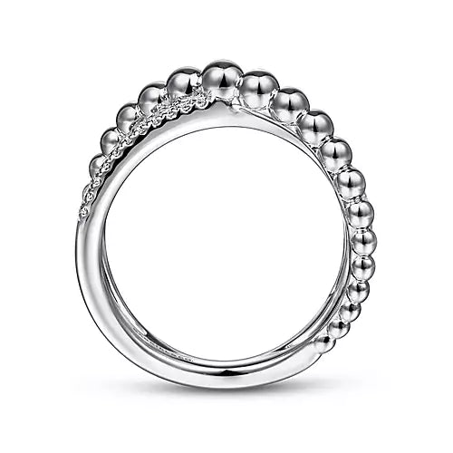Gabriel & Co. Sterling Silver White Sapphire Bujukan Criss Cross Ring