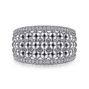 Gabriel & Co. Sterling Silver White Sapphire Wide Bujukan Ring