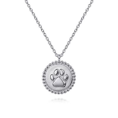 Gabriel & Co., Sterling Silver Bujukan Footprint Necklace in sand blast