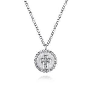Gabriel & Co., Sterling Silver Cross Bujukon Diamond Fashion Pendant Necklace
