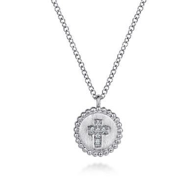 Gabriel & Co., Sterling Silver Cross Bujukon Diamond Fashion Pendant Necklace