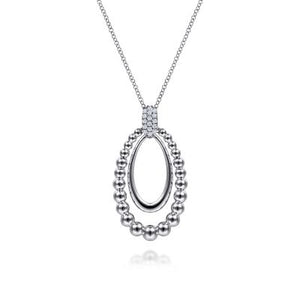Gabriel & Co., Sterling Silver White Sapphire Pendant Necklace