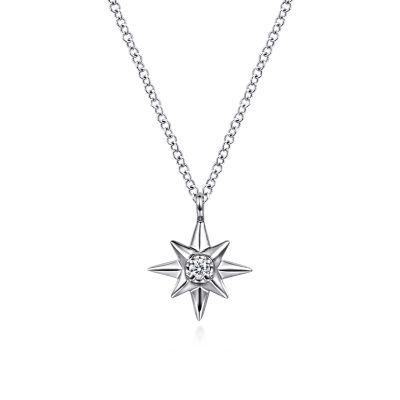 Gabriel & Co., 925 Sterling Silver Diamond Starburst Pendant Necklace