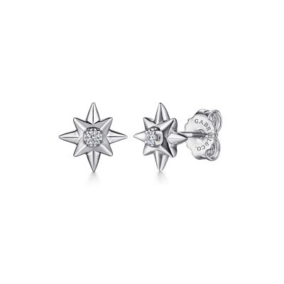 Gabriel & Co., 925 Sterling Silver Diamond Star Stud Earrings
