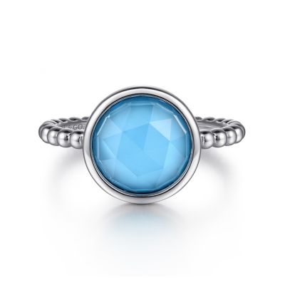 Sterling Silver Round Swiss Blue Ring