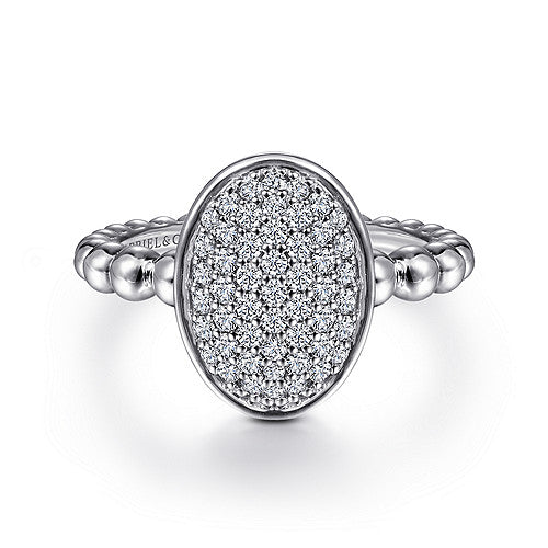 Gabriel & Co., Sterling Silver Oval Ring with White Sapphire Pave