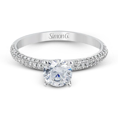 Simon G. 18K White Gold Semi Mount Engagement Ring With Round Center