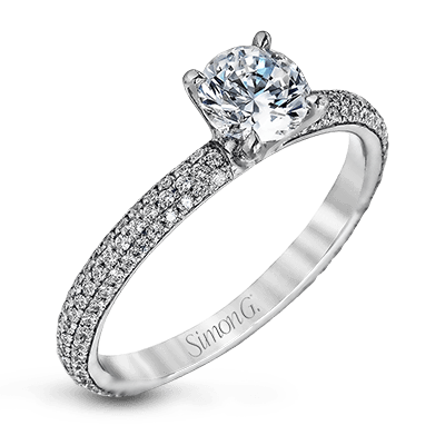 Simon G. 18K White Gold Semi Mount Engagement Ring With Round Center
