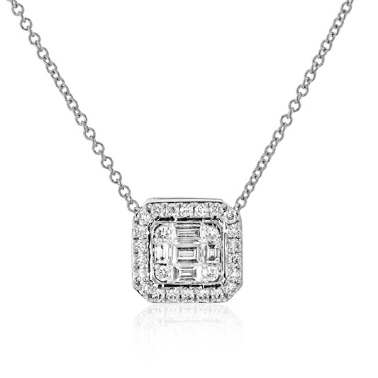 Simon G., 18K White Gold Art Deco Mosaic Diamond Pendant