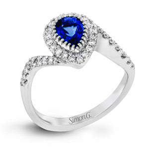 Simon G. 18K White Gold Pear Shaped Sapphire Ring