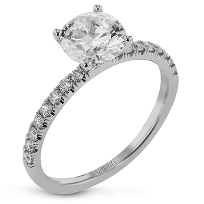 Simon G. 18K White Gold Semi Mount Engagement Ring With Round Center