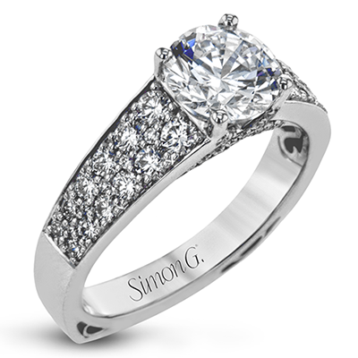 Round-Cut Engagement Ring In 18k Gold With Diamonds – Simon G. Jewelry