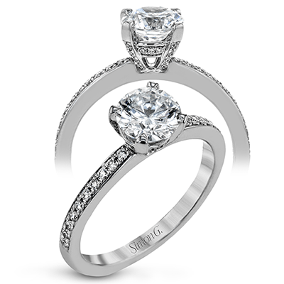 Simon G. 18K White Gold Semi Mount Engagement Ring With Round Center