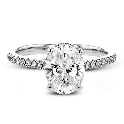 Simon G. 18K White Gold Underhalo Engagement Ring With Oval Center