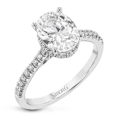 Simon G. 18K White Gold Underhalo Engagement Ring With Oval Center