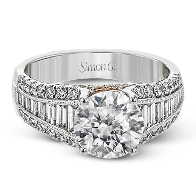 Simon G. 18K White Gold Semi Mount Engagement Ring
