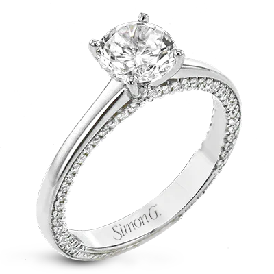 Simon G. 18K White Gold Semi Mount Engagement Ring With Round Center