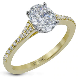 Simon G. 18K Yellow Gold Semi Mount Engagement Ring With Oval Center