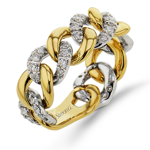 Simon G. 18K Two Tone Cuban Chain Link Ring