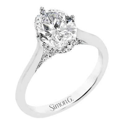 Simon G 18K White Gold Engagement Ring with Oval Center and Diamonds