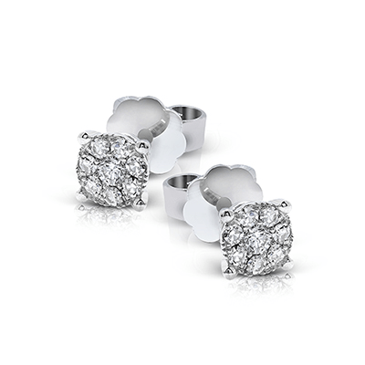 Simon G., Stud Earrings (6.50MM) in 18K White Gold Diamonds