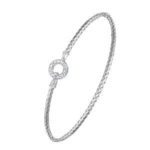 Charles Garnier Sterling Silver 2mm CZ Circle Closed Mesh Cuff Bracelet
