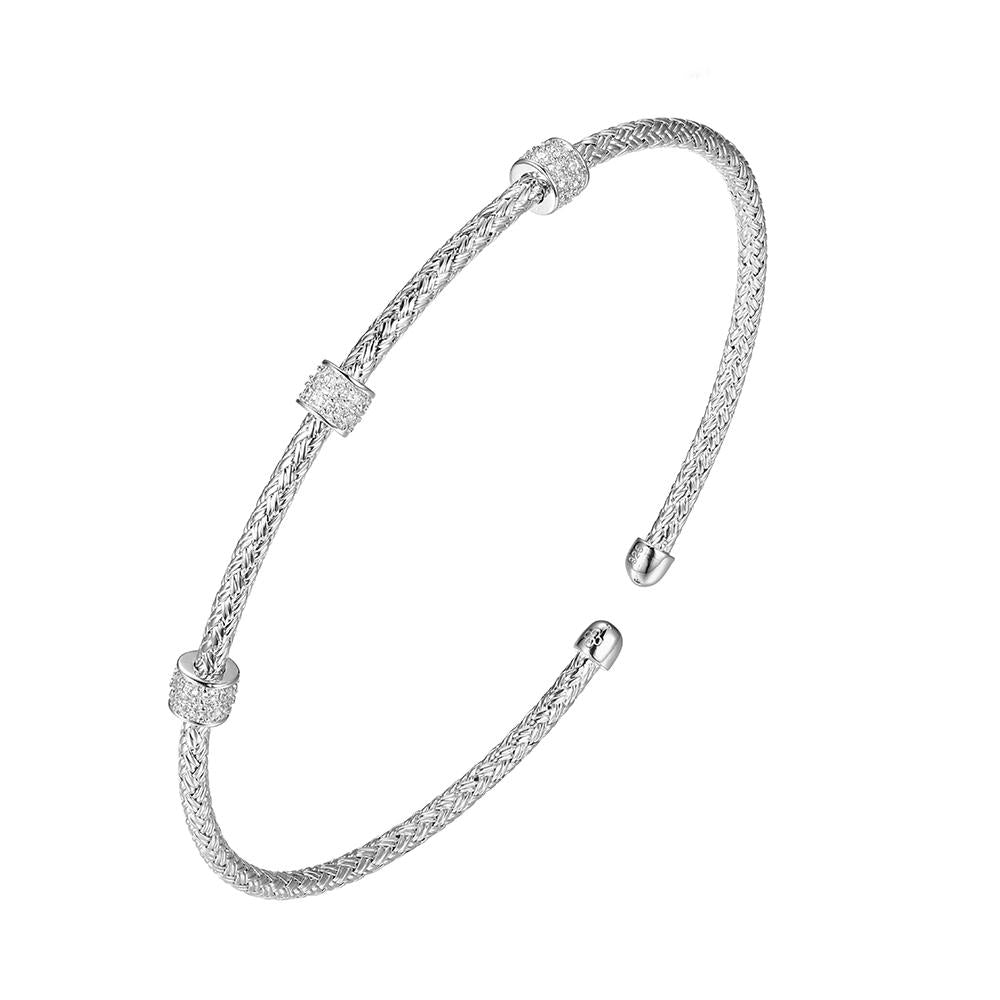 Charles Garnier Sterling Silver 2mm Mesh Cuff Bracelet