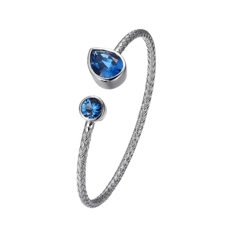 Charles Garnier Sterling Silver 3mm Mesh Cuff with Synthetic Blue Spinel