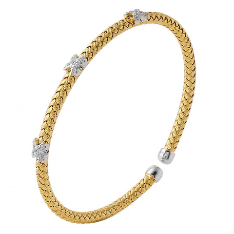 Charles Garnier Gold Plated 4mm CZ X Station Mesh Cuff
