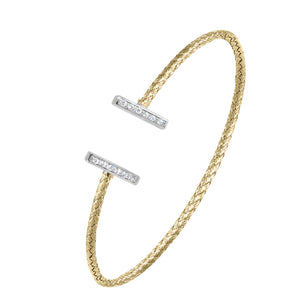 Charles Garnier Gold Plated 2mm Mesh Cuff with CZ, 2 Tone