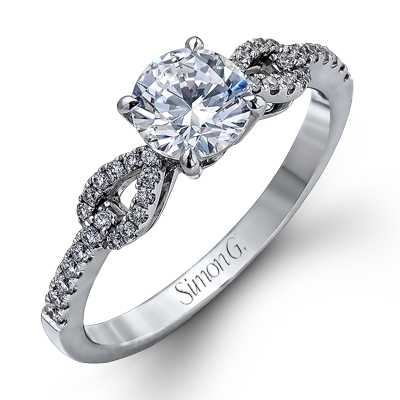 Simon G. 18K White Gold Engagement Ring With Round Diamond Center