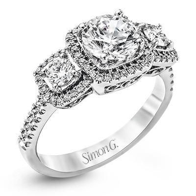 Simon G. 18K White Gold Semi Mount Engagement Ring