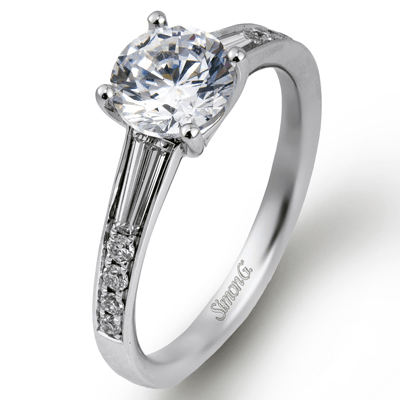 Simon G. 18K White Gold Semi Mount Engagement Ring With Round Center