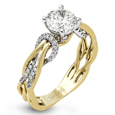 Simon G. 18K Gold Two Tone Semi Mount Engagement Ring With Round Center